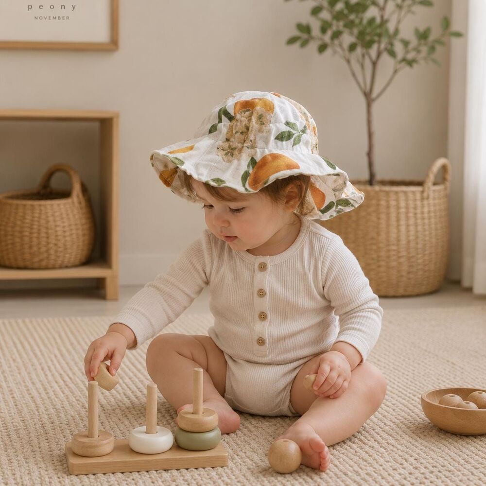 Organic Cotton Muslin Baby Sun Hat | Natural Baby Clothes | Sustainable Clothing
